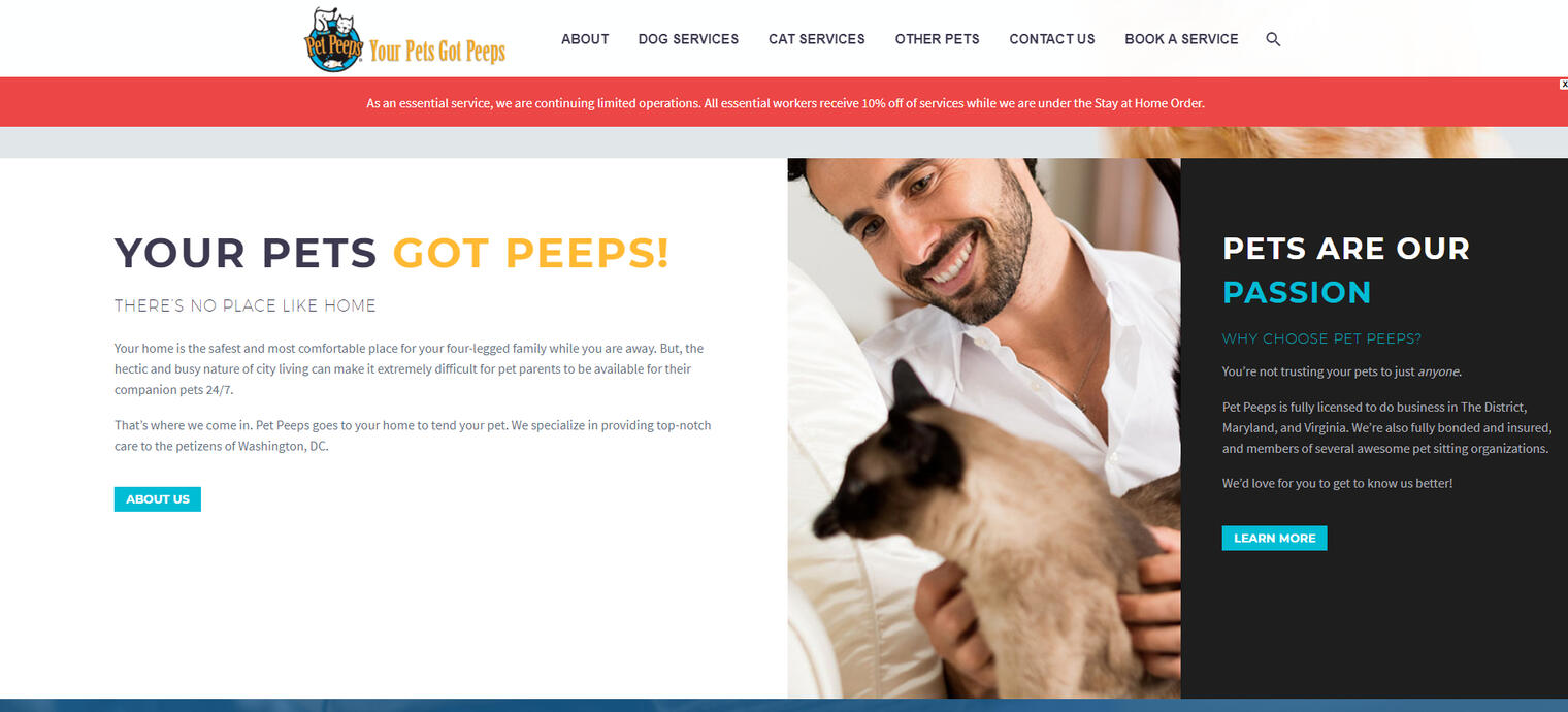 Pet Peeps (Local Services) - Wordpress Website